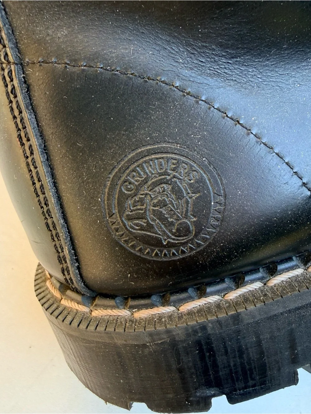 Grinders Made in England  Black Leather Combat Boots Steel Toe Punk Goth Lace Up